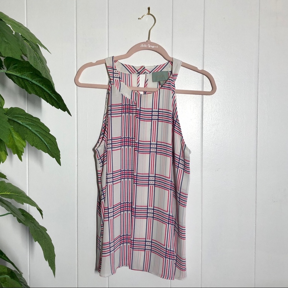 Plaid Sleeveless Halter Top Blouse